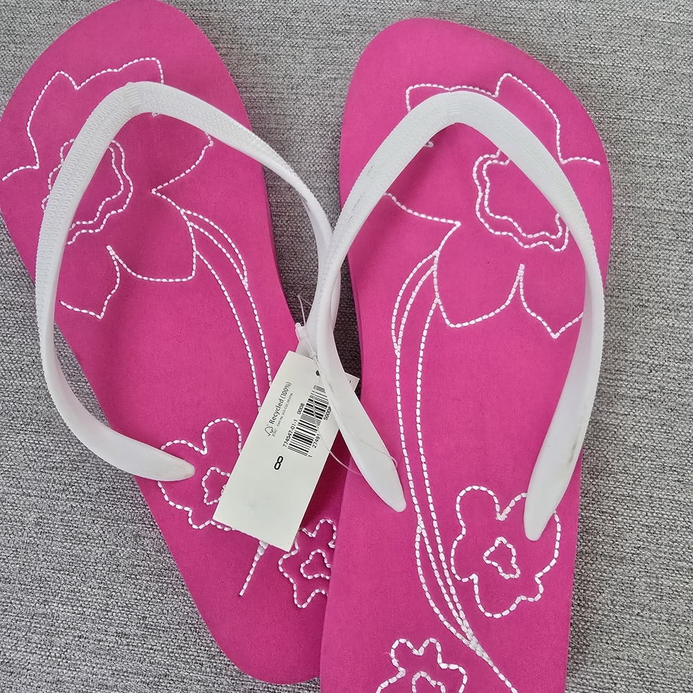 Old Navy Hot Pink Flip Flop Sandals with White Straps